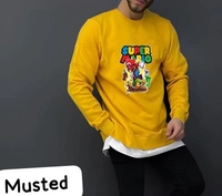  MARIO Heavy BIOWASHED WOLLEN Sweatshirt full sleeves in stock - White