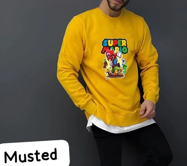  MARIO Heavy BIOWASHED WOLLEN Sweatshirt full sleeves in stock - White