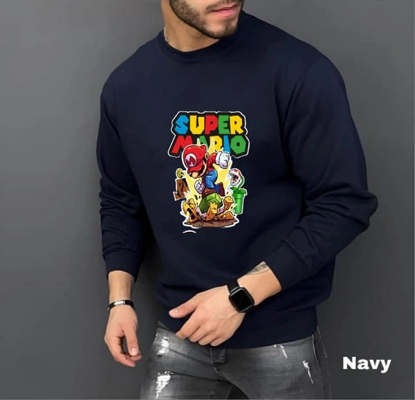  MARIO Heavy BIOWASHED WOLLEN Sweatshirt full sleeves in stock - White