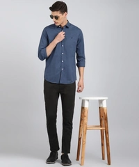 Allen Solly Men Self Design Casual Blue Shirt - 42