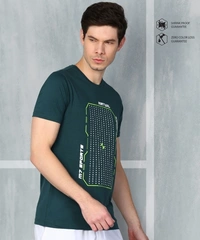 M7 By Metronaut Graphic Print Men Round Neck Dark Green T-Shirt - M