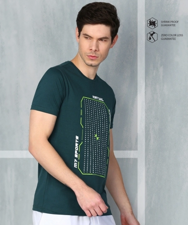 M7 By Metronaut Graphic Print Men Round Neck Dark Green T-Shirt - M