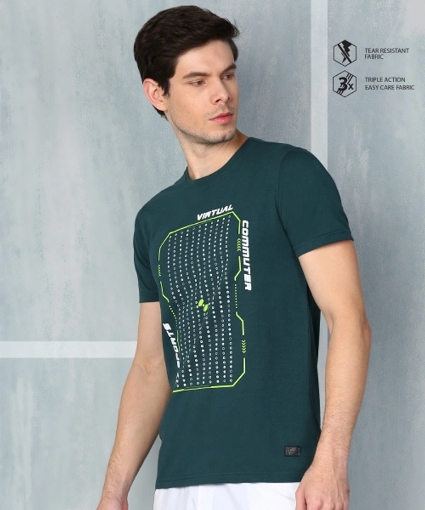 M7 By Metronaut Graphic Print Men Round Neck Dark Green T-Shirt - M