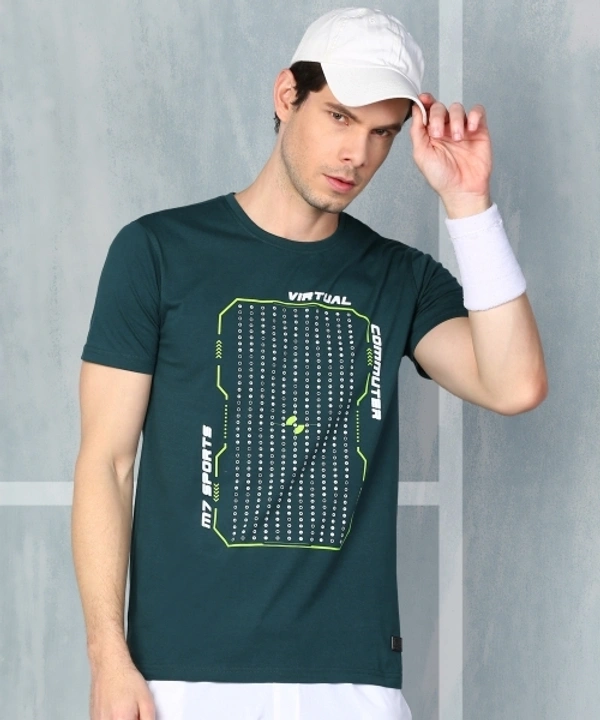 M7 By Metronaut Graphic Print Men Round Neck Dark Green T-Shirt - M