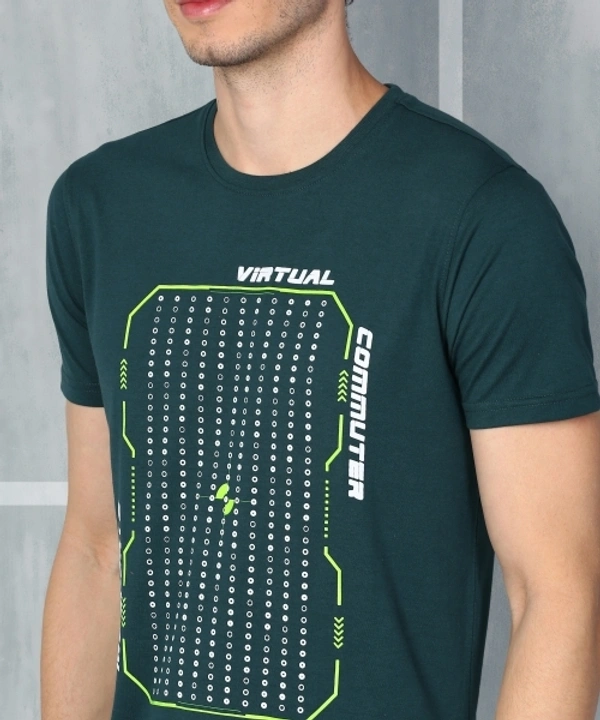 M7 By Metronaut Graphic Print Men Round Neck Dark Green T-Shirt - M