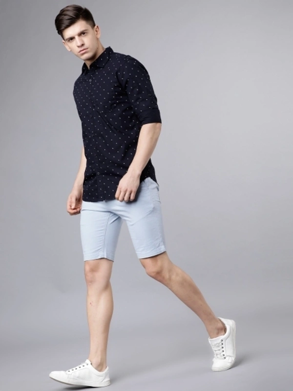 HIGHLANDER Men Solid Casual Blue Shirt - S