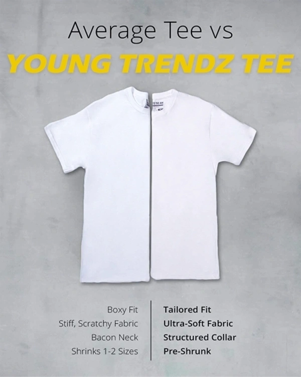Graphic Print Men Round Neck Gold T-Shirt - XL