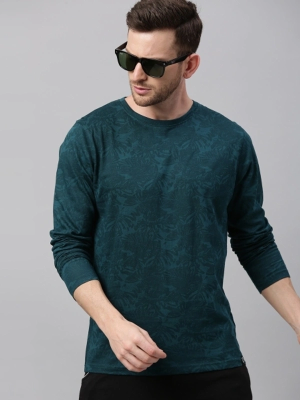 Urbano Fashion Printed Men Round Neck Dark Green T-Shirt - M