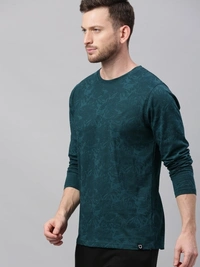 Urbano Fashion Printed Men Round Neck Dark Green T-Shirt - M
