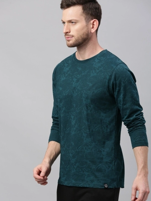Urbano Fashion Printed Men Round Neck Dark Green T-Shirt - M