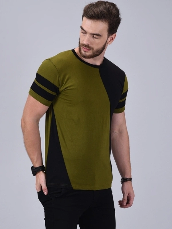 Wrath Color Block Men Round Neck Green, Black T-Shirt - M