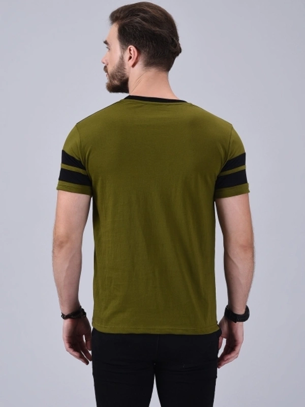 Wrath Color Block Men Round Neck Green, Black T-Shirt - XXL