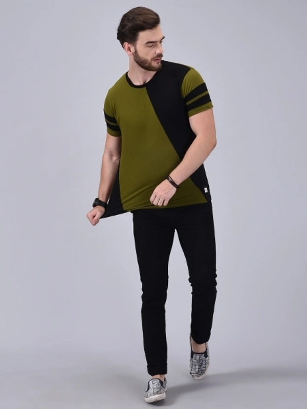 Wrath Color Block Men Round Neck Green, Black T-Shirt - XXL