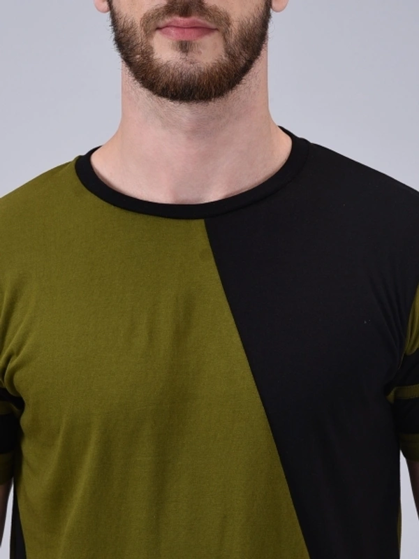 Wrath Color Block Men Round Neck Green, Black T-Shirt - S