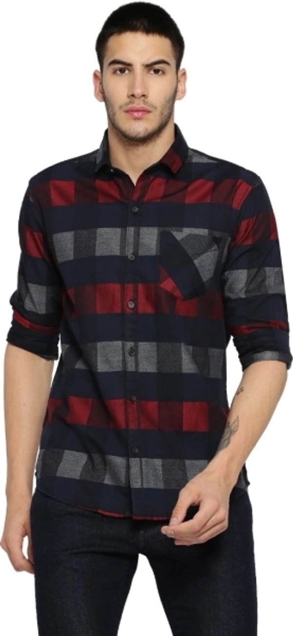 Men Checkered Casual Black Shirt - S
