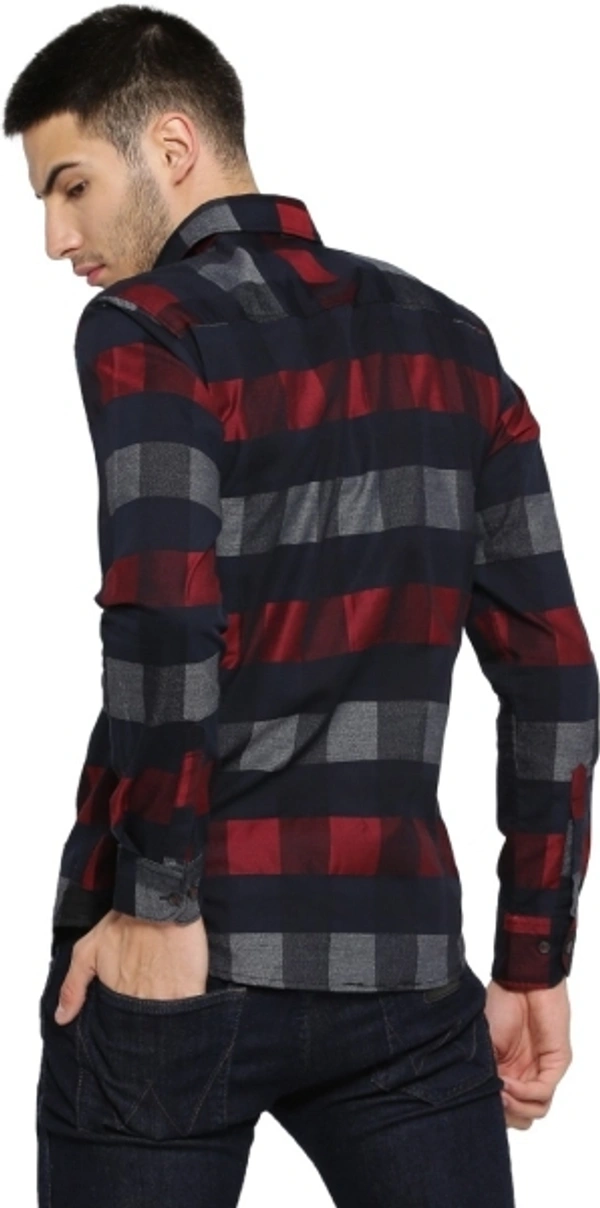 Men Checkered Casual Black Shirt - S