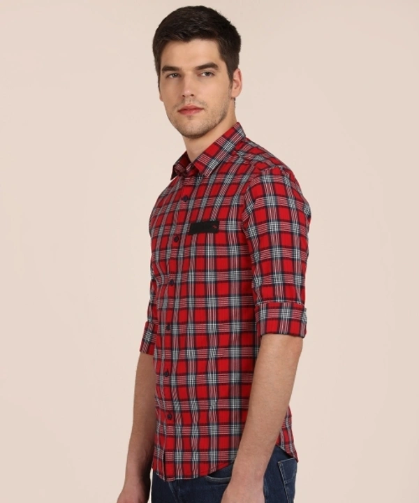 Spykar Men Checkered Casual Red Shirt - L