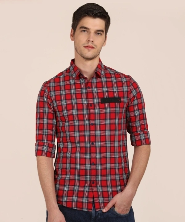 Spykar Men Checkered Casual Red Shirt - L