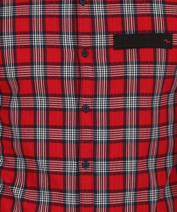 Spykar Men Checkered Casual Red Shirt - L