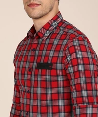 Spykar Men Checkered Casual Red Shirt - L