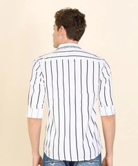 Spykar Men Striped Casual White Shirt - XXL