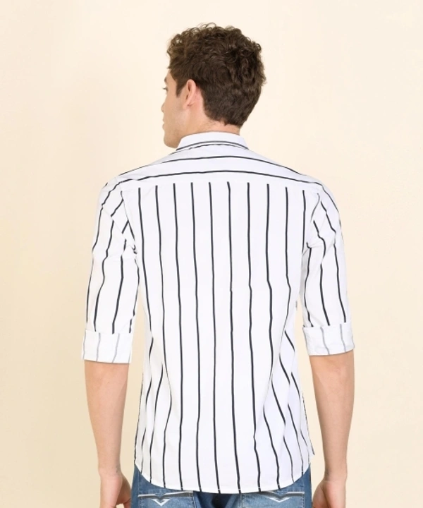Spykar Men Striped Casual White Shirt - XXL