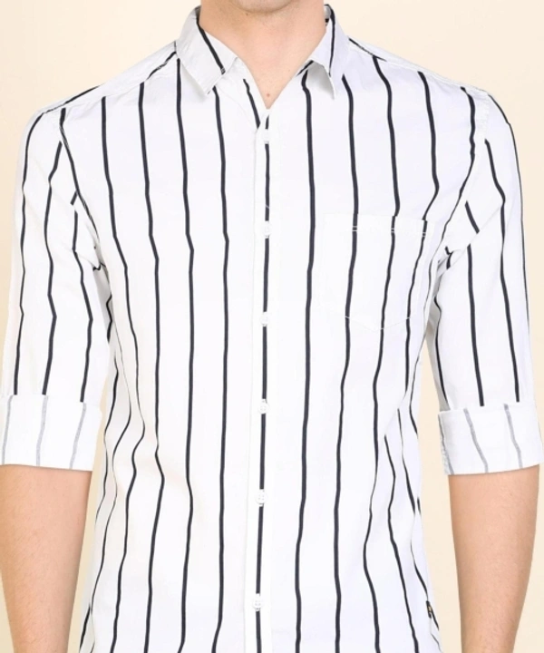 Spykar Men Striped Casual White Shirt - XXL