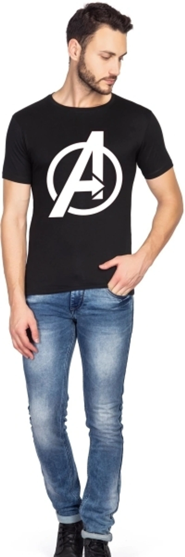 Bluehaaat Printed Men Round Neck Black T-ShirtColor - 3XL