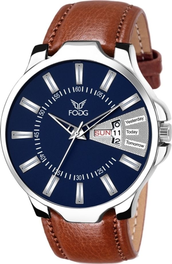 Fogg 1170 BL BR Unique New Day Date Analog Watch For Men