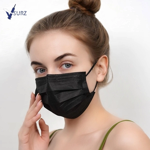 Surgical Face Mask Black - BLACK, 100