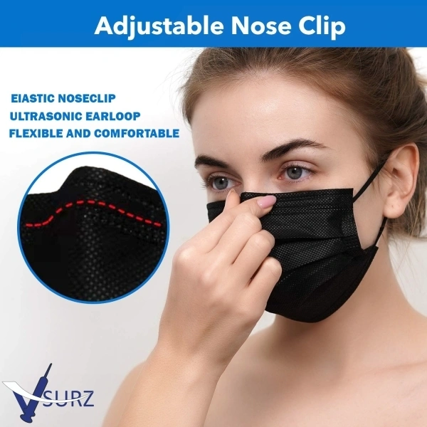 Surgical Face Mask Black - BLACK, 100