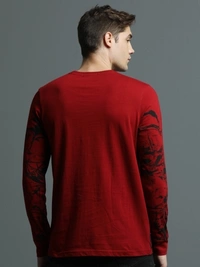 MANIAC Printed Men Round Neck Black, Red T-Shirt - M