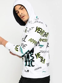 MANIAC Printed Men Hooded Neck White T-Shirt - M