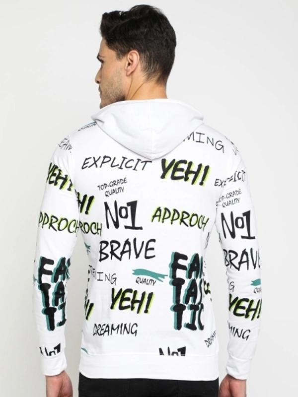 MANIAC Printed Men Hooded Neck White T-Shirt - M