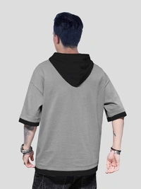 Seven Rocks Solid Men Hooded Neck T-Shirt - L, Grey