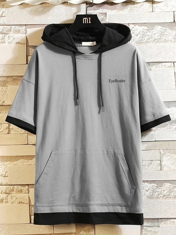 Seven Rocks Solid Men Hooded Neck T-Shirt - Grey, S