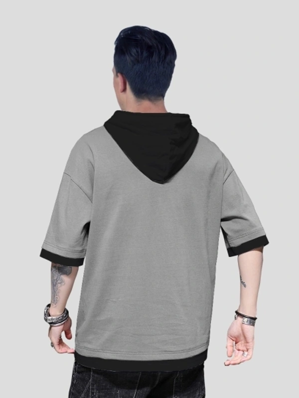 Seven Rocks Solid Men Hooded Neck T-Shirt - Grey, S