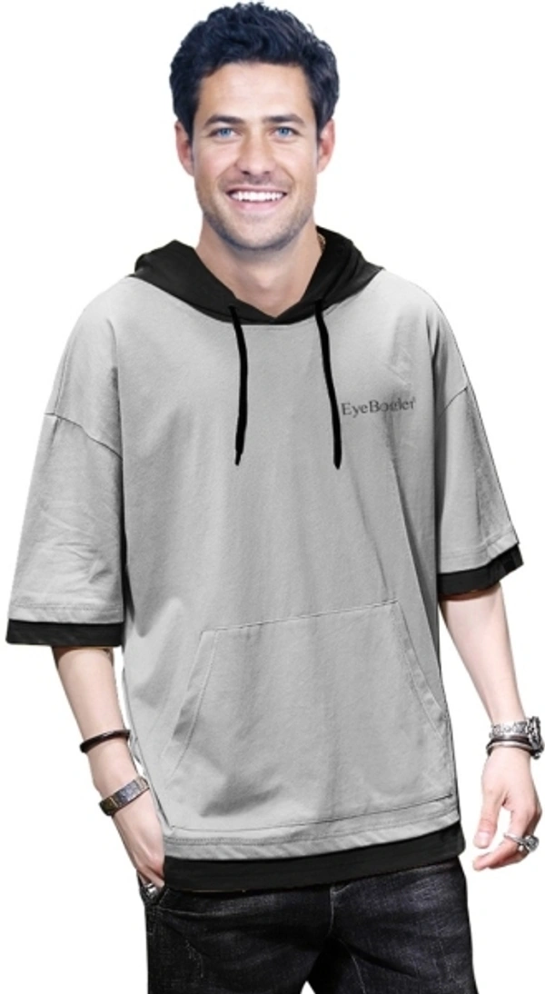 Seven Rocks Solid Men Hooded Neck T-Shirt - XS, Grey