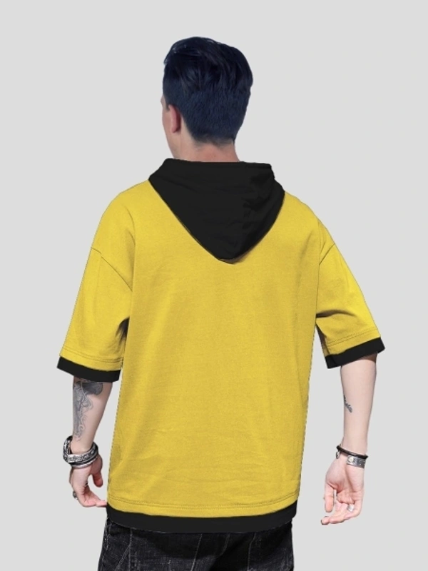 Seven Rocks Solid Men Hooded Neck T-Shirt - Yellow, XS