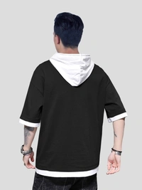 Seven Rocks Solid Men Hooded Neck T-Shirt - Black, XXL
