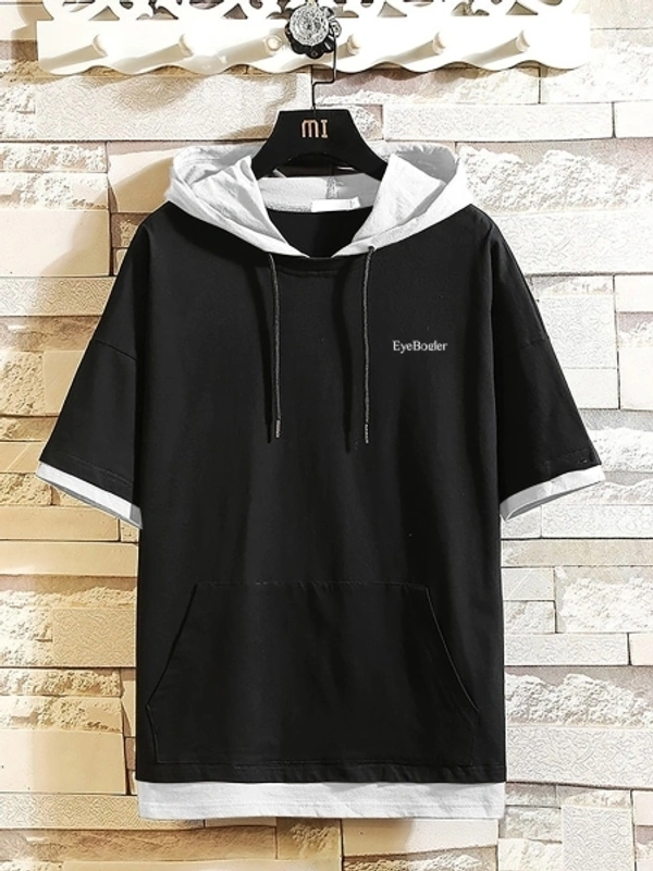 Seven Rocks Solid Men Hooded Neck T-Shirt - Black, M