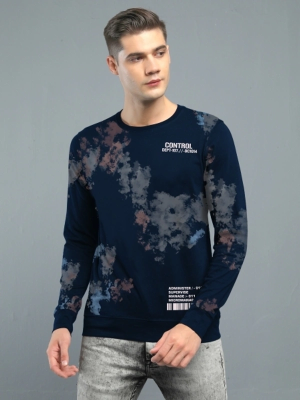 Jump Cuts Printed Men Round Neck Dark Blue, Grey T-Shirt - XL