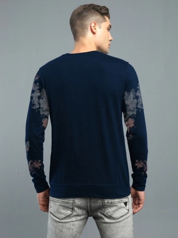 Jump Cuts Printed Men Round Neck Dark Blue, Grey T-Shirt - XL