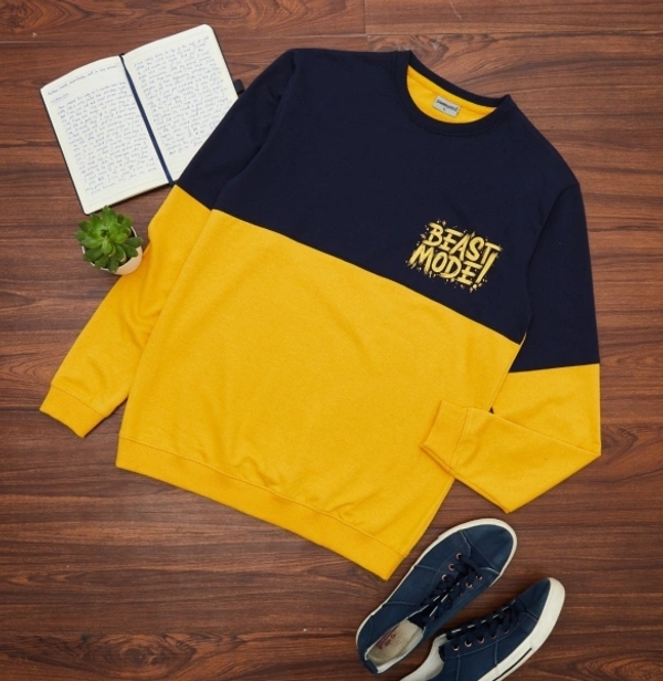 Smartees Color Block Men Round Neck Yellow T-shirt - M