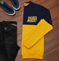 Smartees Color Block Men Round Neck Yellow T-shirt - M