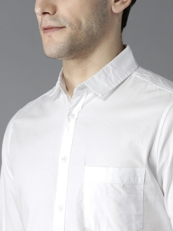 Dennis Lingo Men Solid Casual White Shirt - XL
