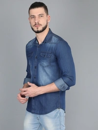 Carbonn Cloth Men Solid Casual Dark Blue Shirt - M