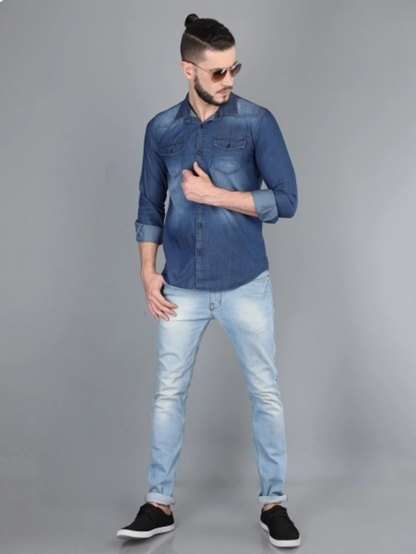 Carbonn Cloth Men Solid Casual Dark Blue Shirt - XL