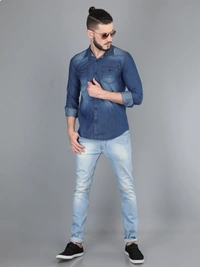 Carbonn Cloth Men Solid Casual Dark Blue Shirt - XXL