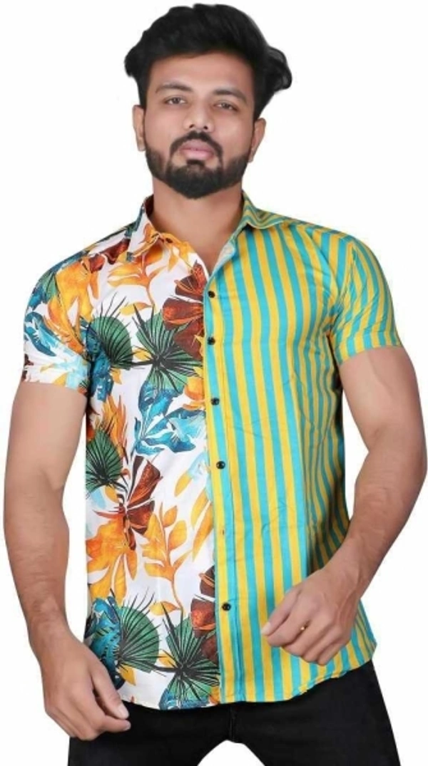 Lizzy Men Printed Casual Multicolor Shirt - M
